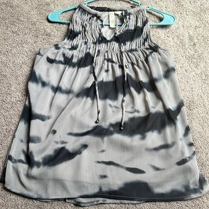 Gray & Black Tie Dye Tank Top Blouse